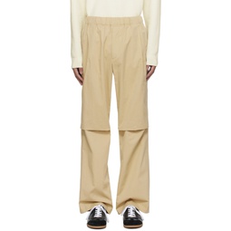 Beige Pleated Trousers 241221M191013