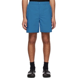 Blue Embroidered Shorts 231221M193009