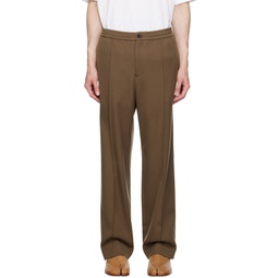 Beige Pinched Seams Trousers 232221M191008