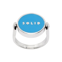 Silver   Blue Solid Round Ring 231221M147001