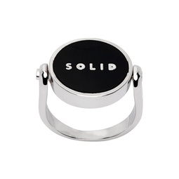 Silver   Black Solid Round Ring 231221M147000