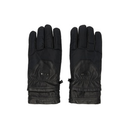 Black Paneled Leather Gloves 222221M135000