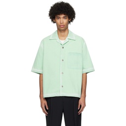 Green Button Denim Shirt 241221M192000