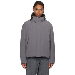 Gray Funnel Neck Down Jacket 232221M178006