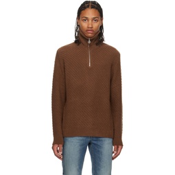 Brown Half Zip Sweater 232221M202007