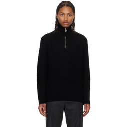 Black Half Zip Sweater 232221M202008