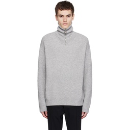Gray Half Zip Sweater 232221M202017