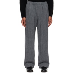Gray Pleated Trousers 232221M191006