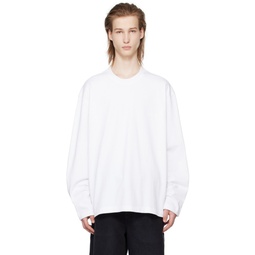 White Bonded Long Sleeve T Shirt 241221M213021