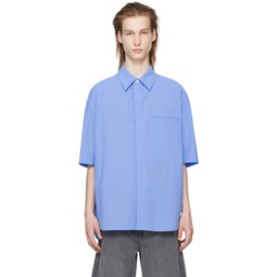 Blue Crinkled Shirt 241221M192007