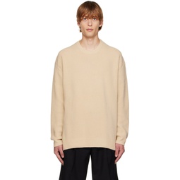 Beige Ribbed Sweater 222221M201010