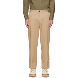 Beige Tapered Trousers 222221M191006