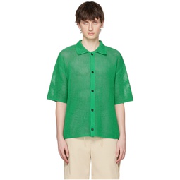 Green Spread Collar Shirt 231221M200002