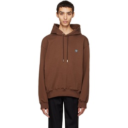 Brown Embroidered Hoodie 222221M202007