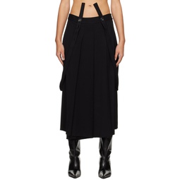 Black Pleated Midi Skirt 241699F092001