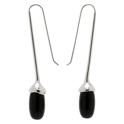 Silver Onyx Long Dripping Stone Earrings 241942F022036