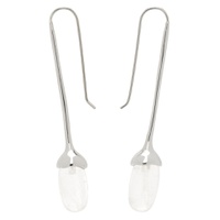 Silver Long Dripping Stone Earrings 241942F022037