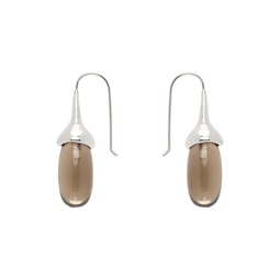 Silver   Brown Dripping Stone Earrings 241942F009007