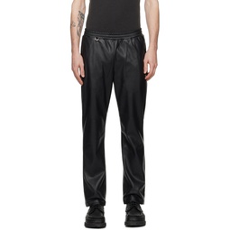 Black Standard Easy Faux Leather Trousers 241433M191002