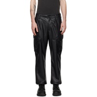 Black Sustainable Faux Leather Cargo Pants 241433M188002
