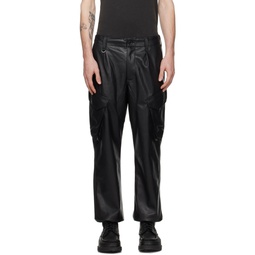 Black Sustainable Faux Leather Cargo Pants 241433M188002