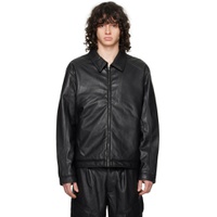 Black Single Riders Faux Leather Jacket 241433M180007