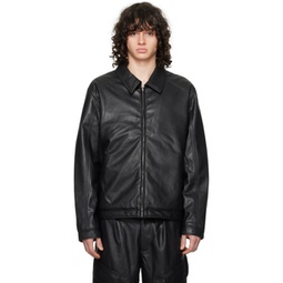 Black Single Riders Faux-Leather Jacket 241433M180007