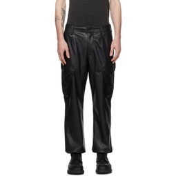 Black Sustainable Faux-Leather Cargo Pants 241433M188002