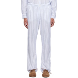 Blue   White Fadi Trousers 241621M191004