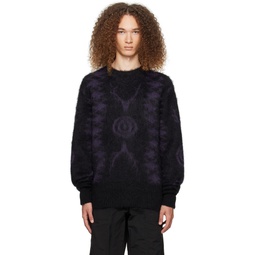 Black   Purple Jacquard Sweater 232294M201000