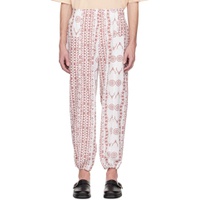 White   Red Graphic Trousers 231294M191009