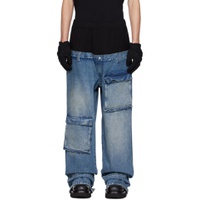 Blue Paneled Jeans 232205M186000