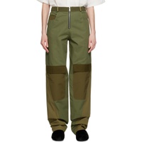 Green Paneled Trousers 231205F087001