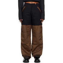 Black   Brown Cargo Trousers 222205F087000