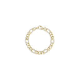 Figaro 14K Goldplated Sterling Silver Cubic Zirconia Cur Chain Bracelet
