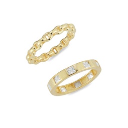 2-Piece 14K Goldplated Sterling Silver & Cubic Zirconia Band Set