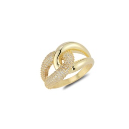 14K Goldplated Sterling Silver Knot Cubic Zirconia Ring