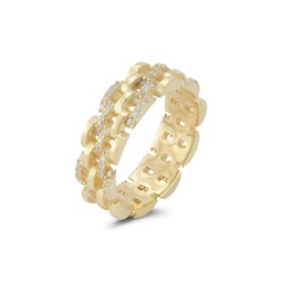 14K Goldplated Sterling Silver & Cubic Zirconia Link Band Ring