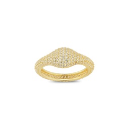 Sterling Silver & Cubic Zirconia Pave Signet Ring
