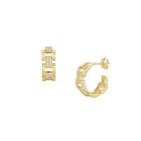 14K Goldplated Sterling Silver & Cubic Zirconia Hoop Earrings