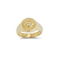 14K Goldplated Sterling Silver & Cubic Zirconia Eye Signet Ring