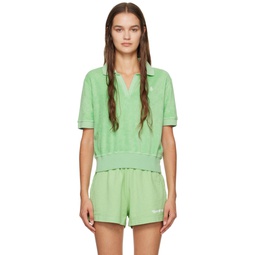 Green Embroidered Polo 232446F108005