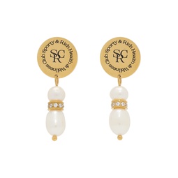 Gold Pearl Crystal Earrings 232446F022000