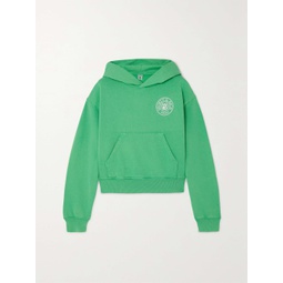SPORTY & RICH Connecticut Crest cropped printed cotton-jersey hoodie