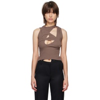Brown Cut Out Tank Top 231986F111003