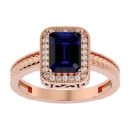 2 carat antique style sapphire and diamond ring in 14 karat rose gold