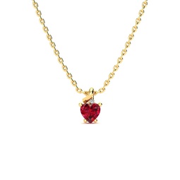 1/2ct created ruby and diamond heart necklace in 10k yellow gold