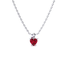 1/2ct created ruby and diamond heart necklace in 10k white gold