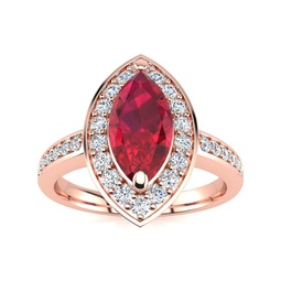 1 carat marquise ruby and diamond ring in 14 karat rose gold