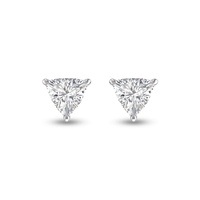 lab grown 1/2 carat trillion shaped solitaire diamond earrings in 14k white gold